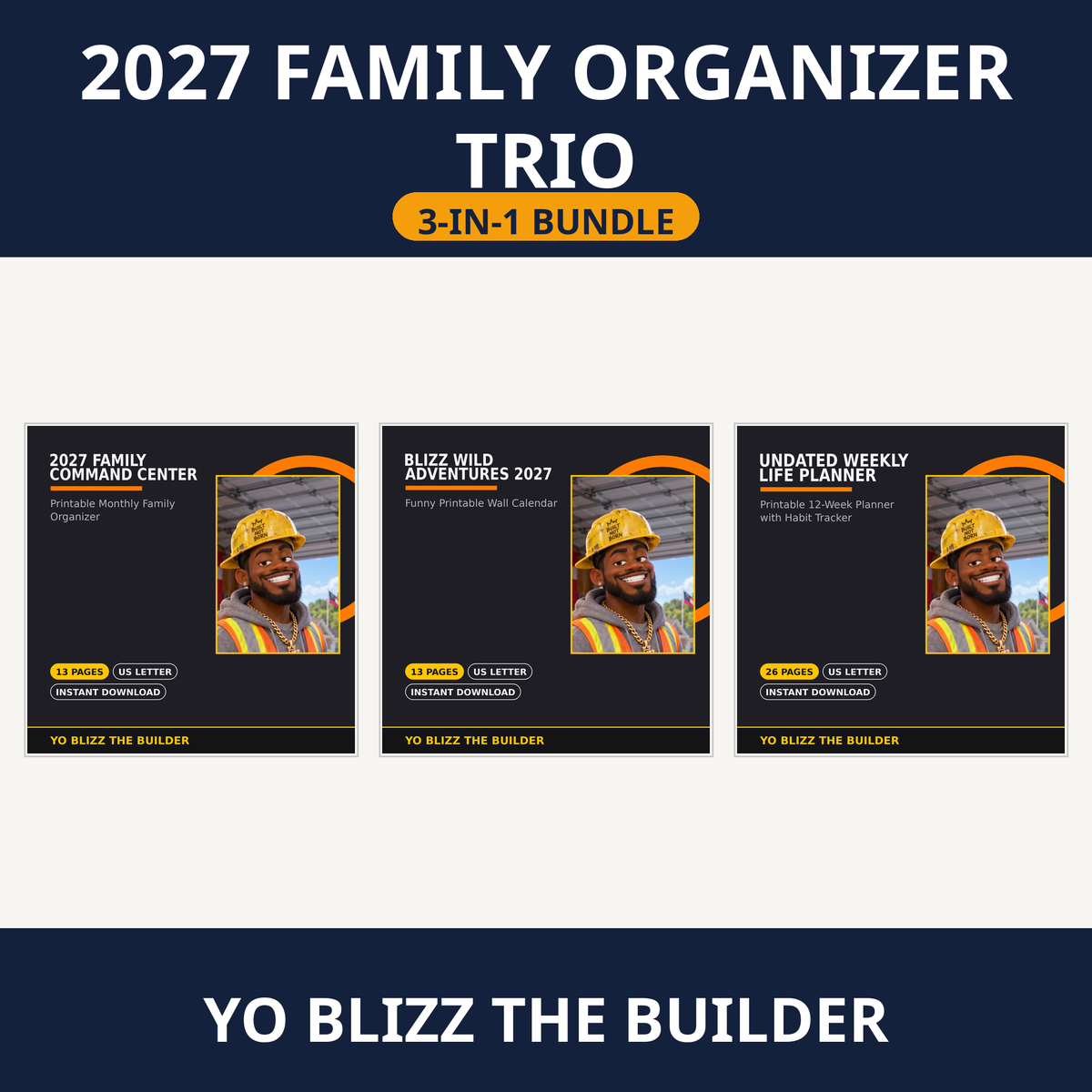 2027 Family Organizer Trio | 3 Printable Bundle cover